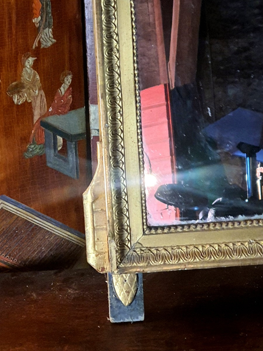 Grand miroir Louis XVI, XVIII siècle, bois doré. -photo-3