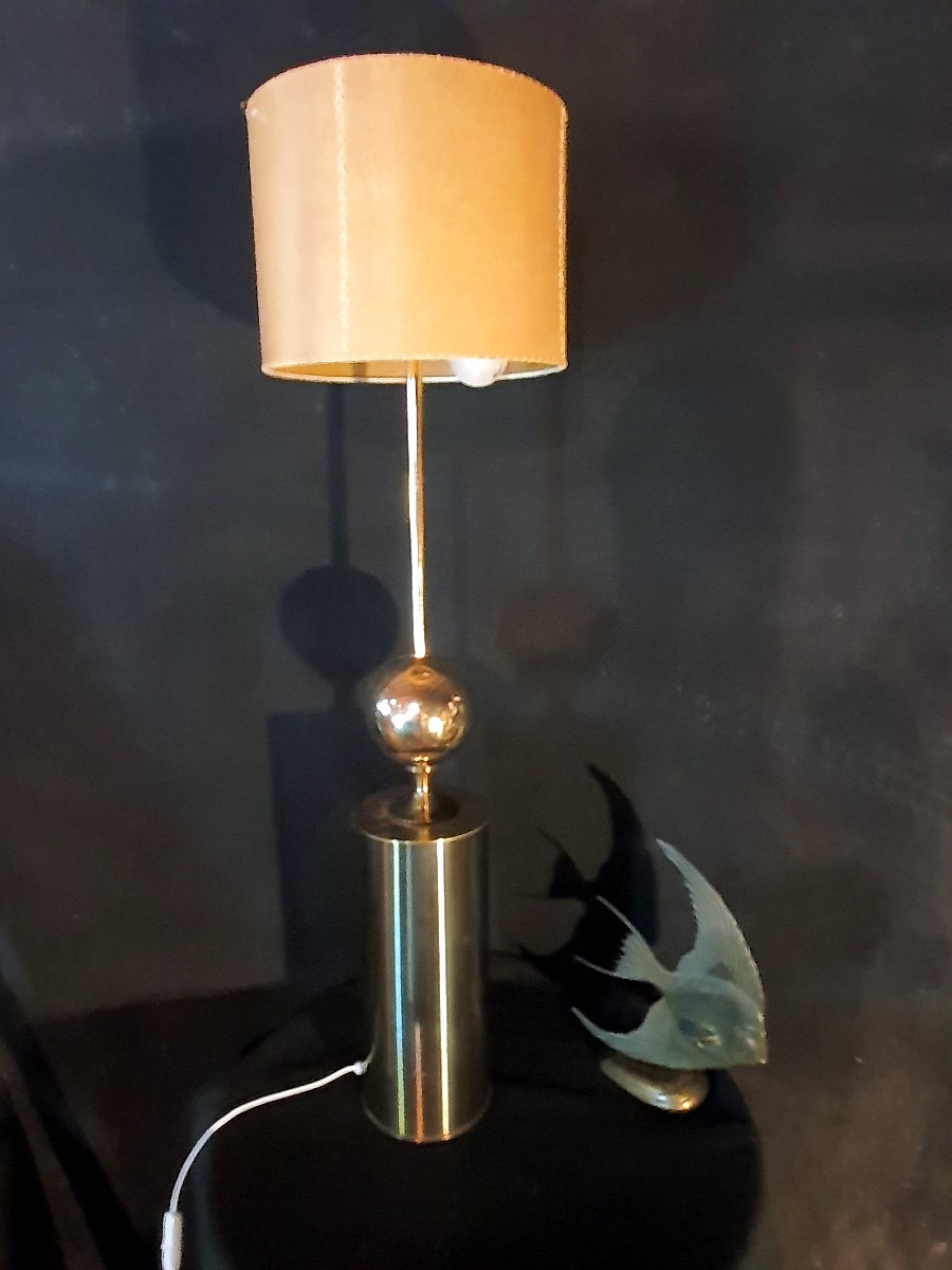 Grande lampe attribuée Philippe Barbier.-photo-2