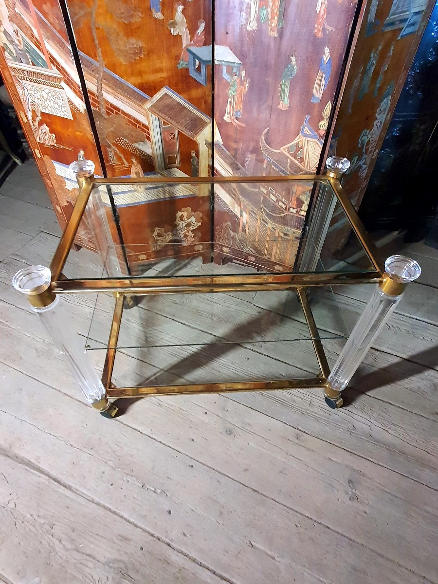 Side Table, Gilded Brass And Glass. -photo-1