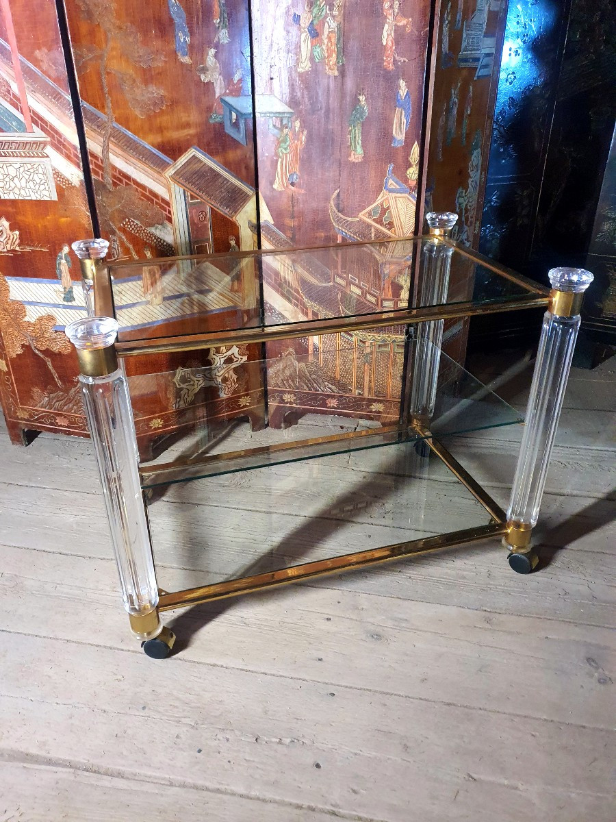 Side Table, Gilded Brass And Glass. 