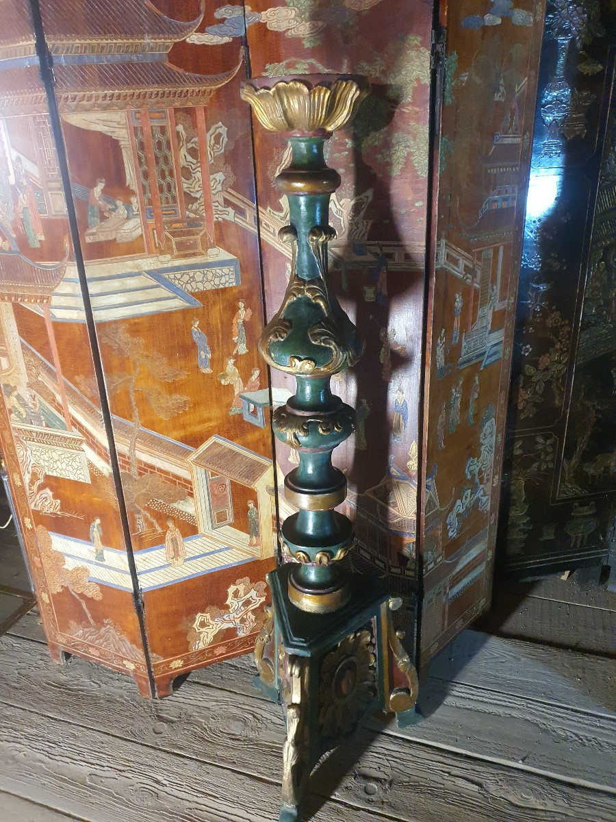 Large Candlestick, Baroque Floor Lamp, Italy, Provence. -photo-2