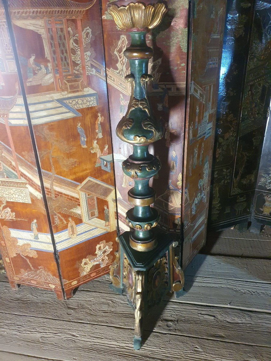 Large Candlestick, Baroque Floor Lamp, Italy, Provence. -photo-3