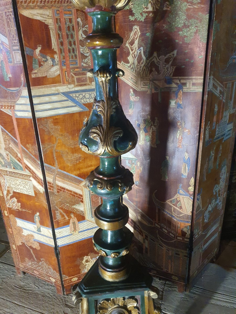 Large Candlestick, Baroque Floor Lamp, Italy, Provence. -photo-4
