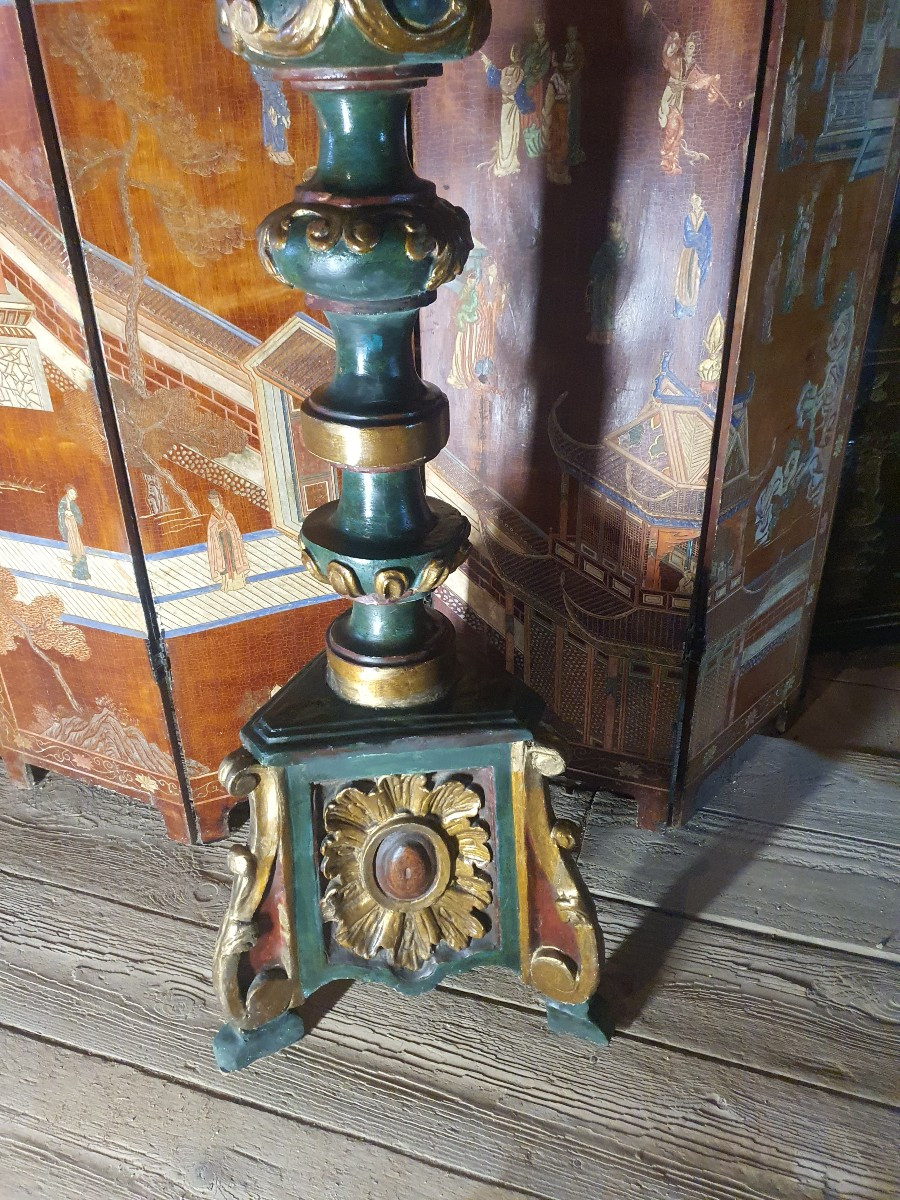 Large Candlestick, Baroque Floor Lamp, Italy, Provence. -photo-1