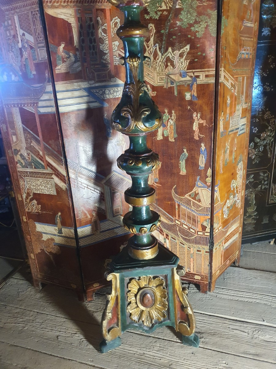 Large Candlestick, Baroque Floor Lamp, Italy, Provence. -photo-2