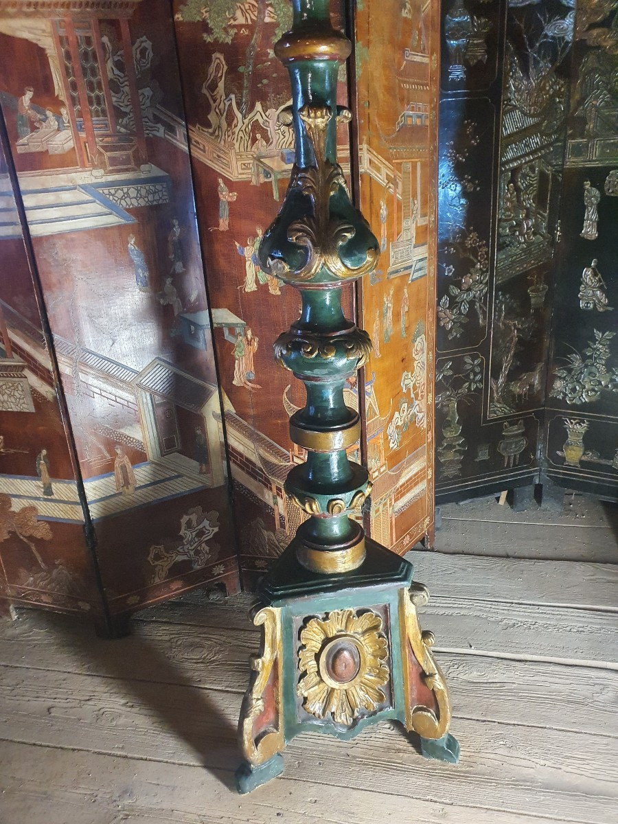 Large Candlestick, Baroque Floor Lamp, Italy, Provence. -photo-3