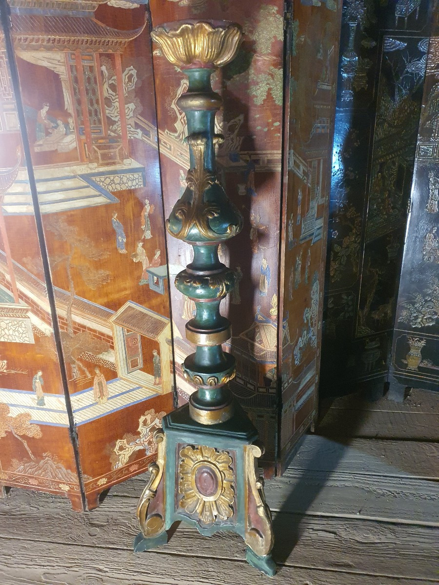 Large Candlestick, Baroque Floor Lamp, Italy, Provence. 