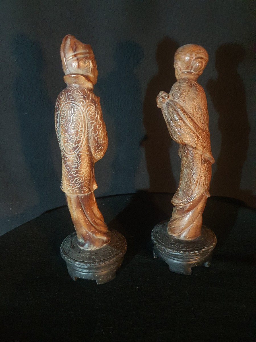 Pair Of Chinese Figures, Terracotta.-photo-4
