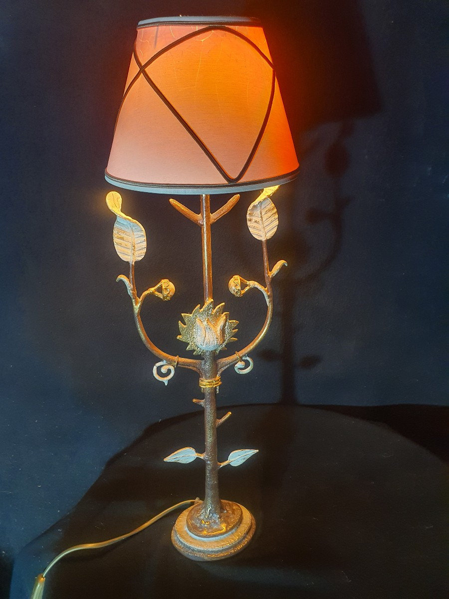 Lampe bronze école Pierre Casenove.-photo-3