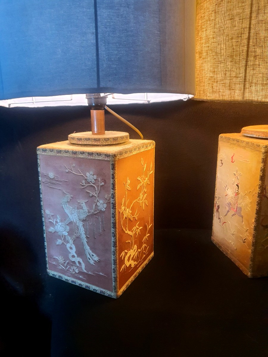 Paire de lampes chinoises.-photo-1