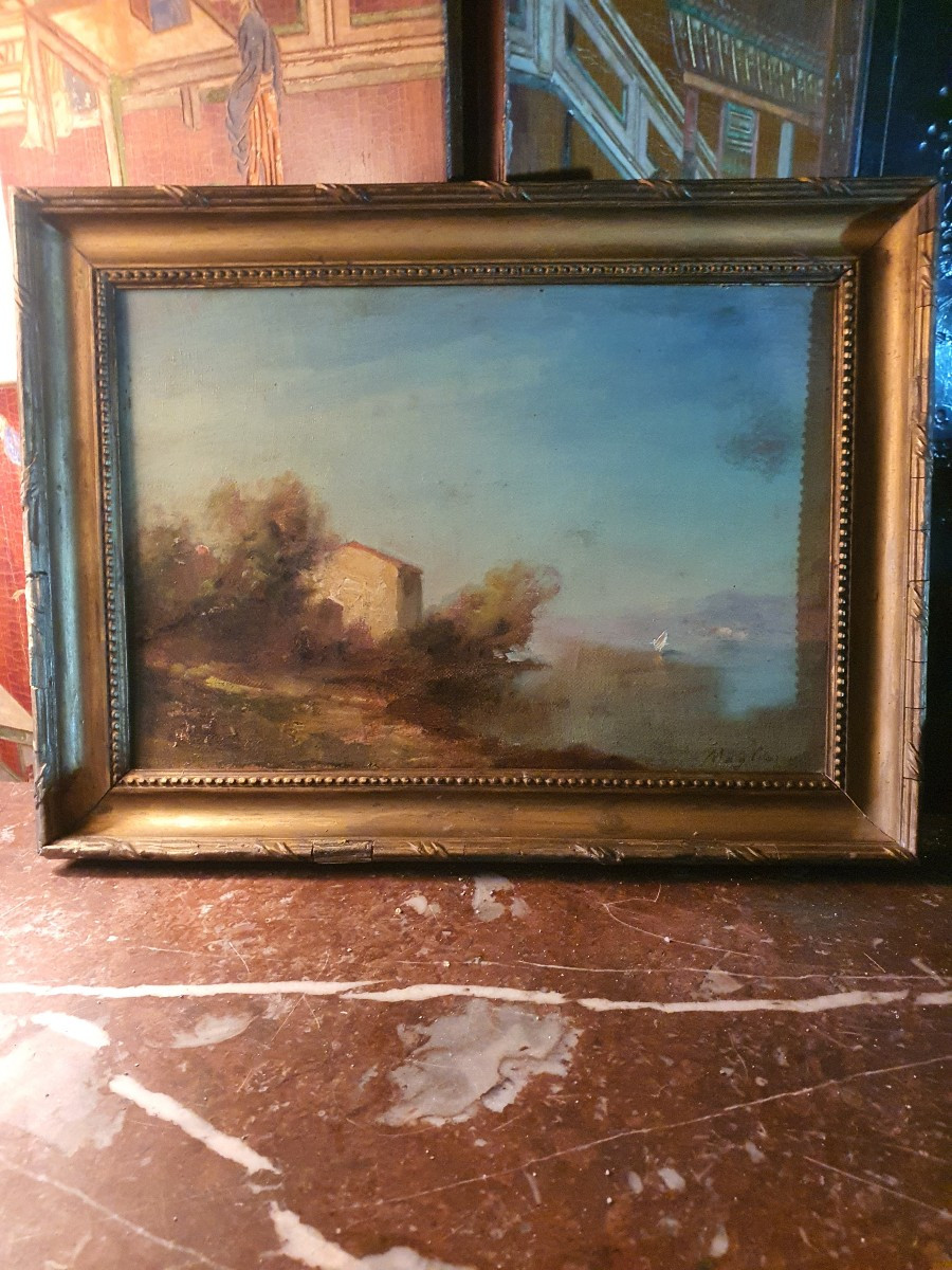 Tableau paysage marine, méditerranéen André Maglione.-photo-2