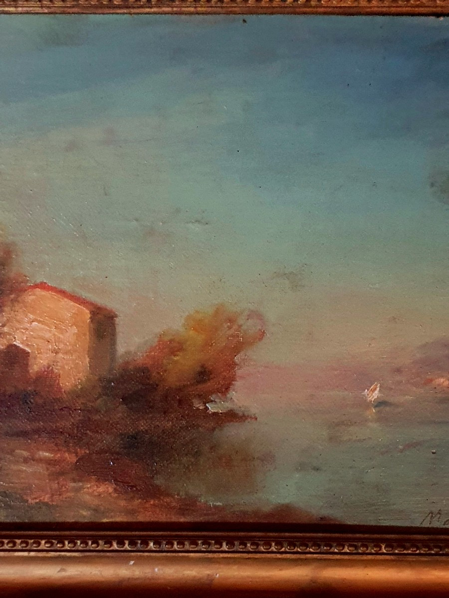 Tableau paysage marine, méditerranéen André Maglione.-photo-2