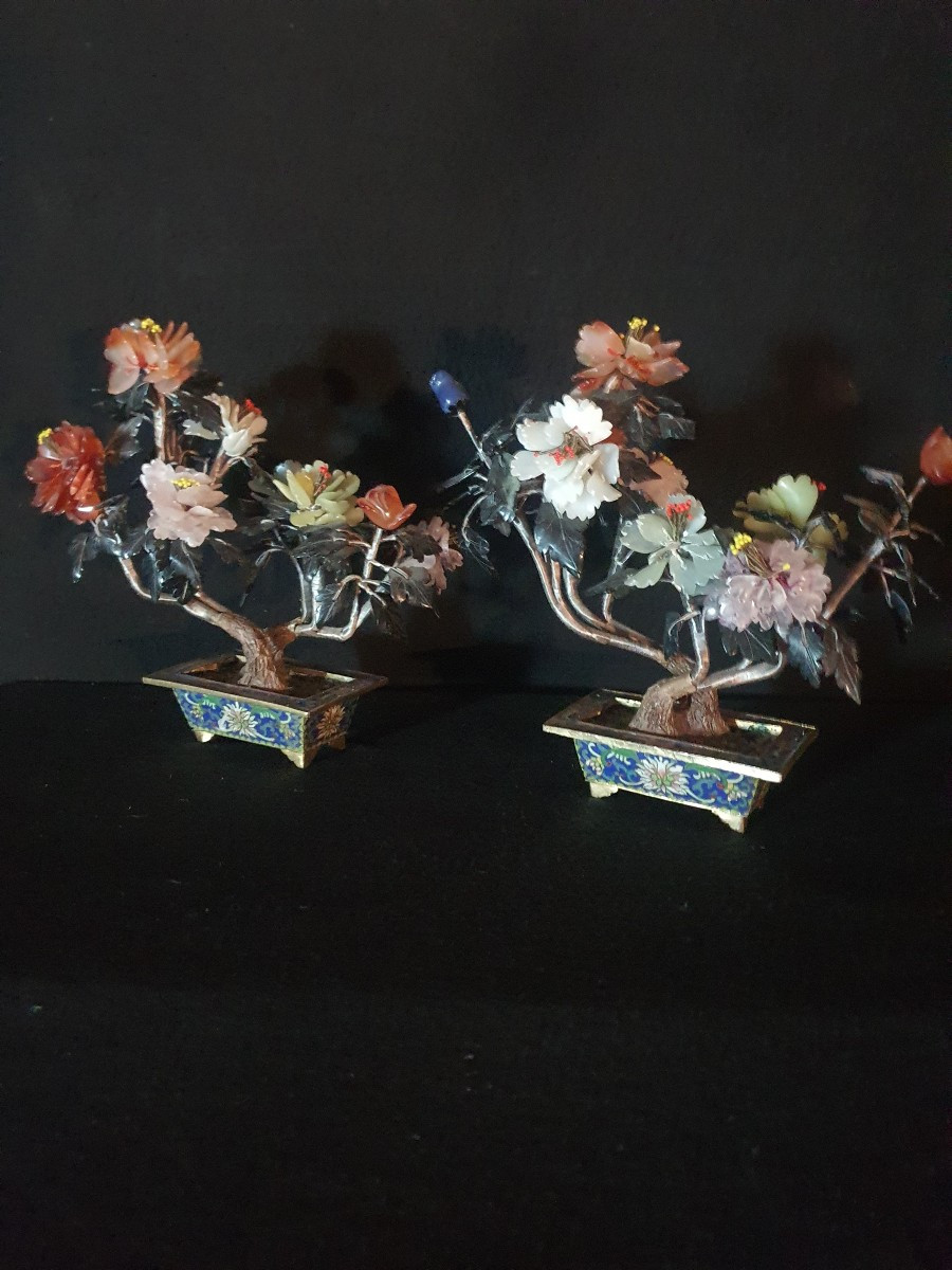 Paire de bonsaï Chine ,pierres montées. -photo-2