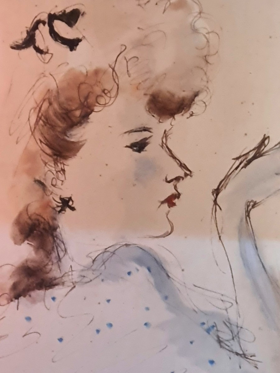 Tableau art déco portrait jeune femme Dignimont.-photo-4