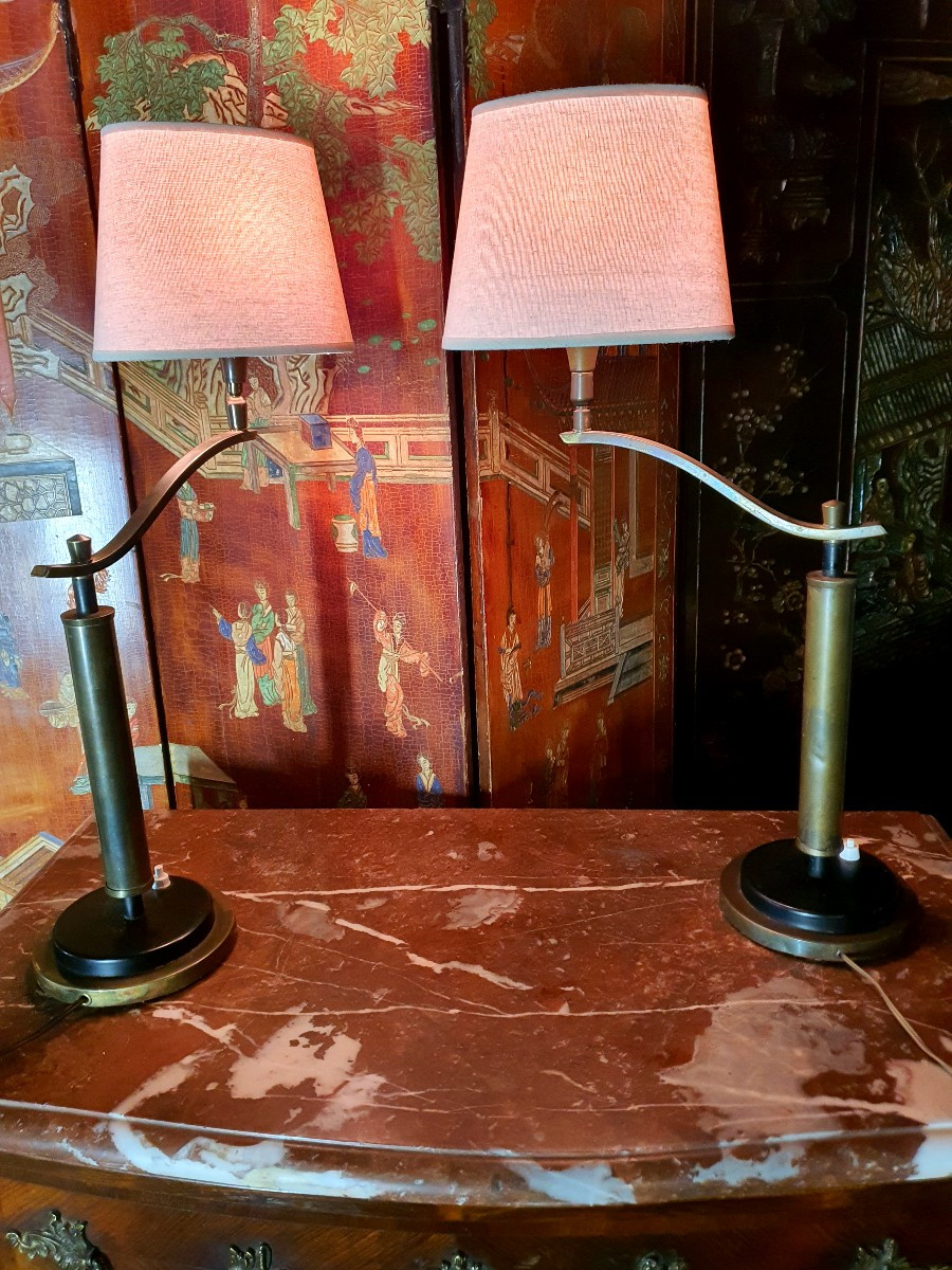 Pair Of Vintage Arlus-style Lamps, Mathieu. -photo-4