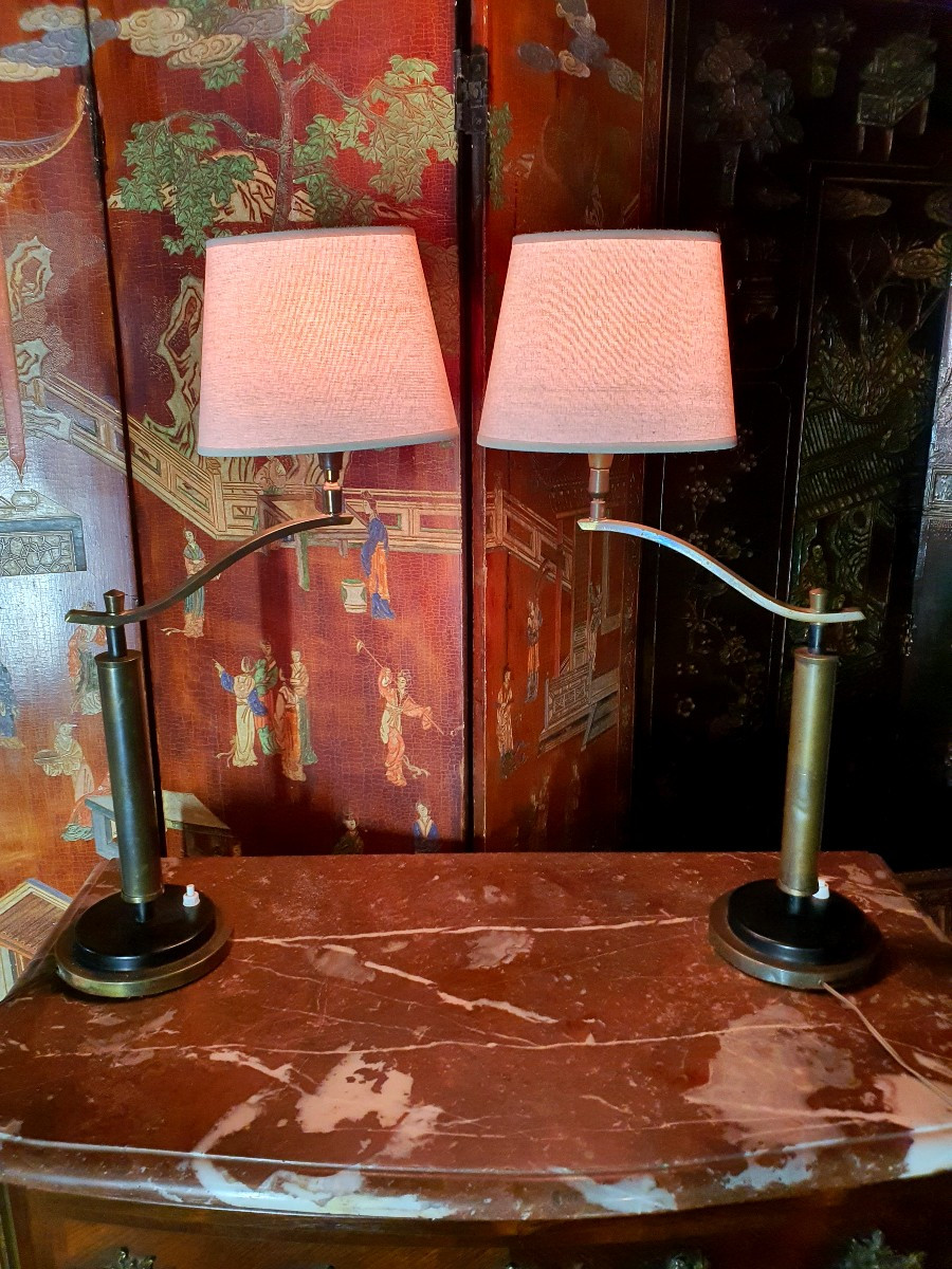 Pair Of Vintage Arlus-style Lamps, Mathieu. 