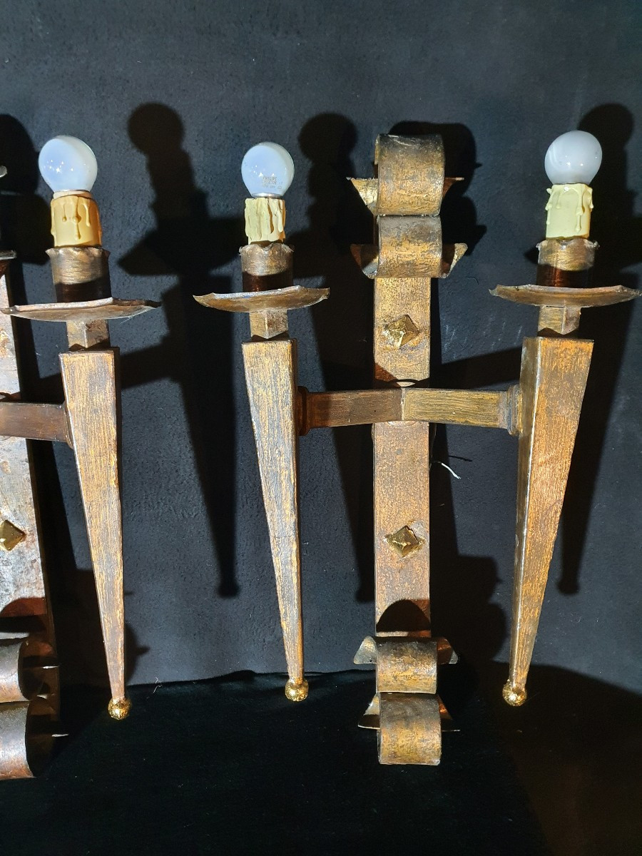 Paire d appliques fer forgé. -photo-4