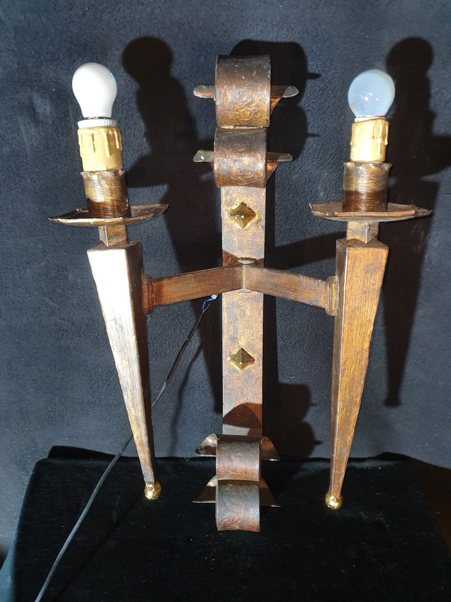 Paire d appliques fer forgé. -photo-2