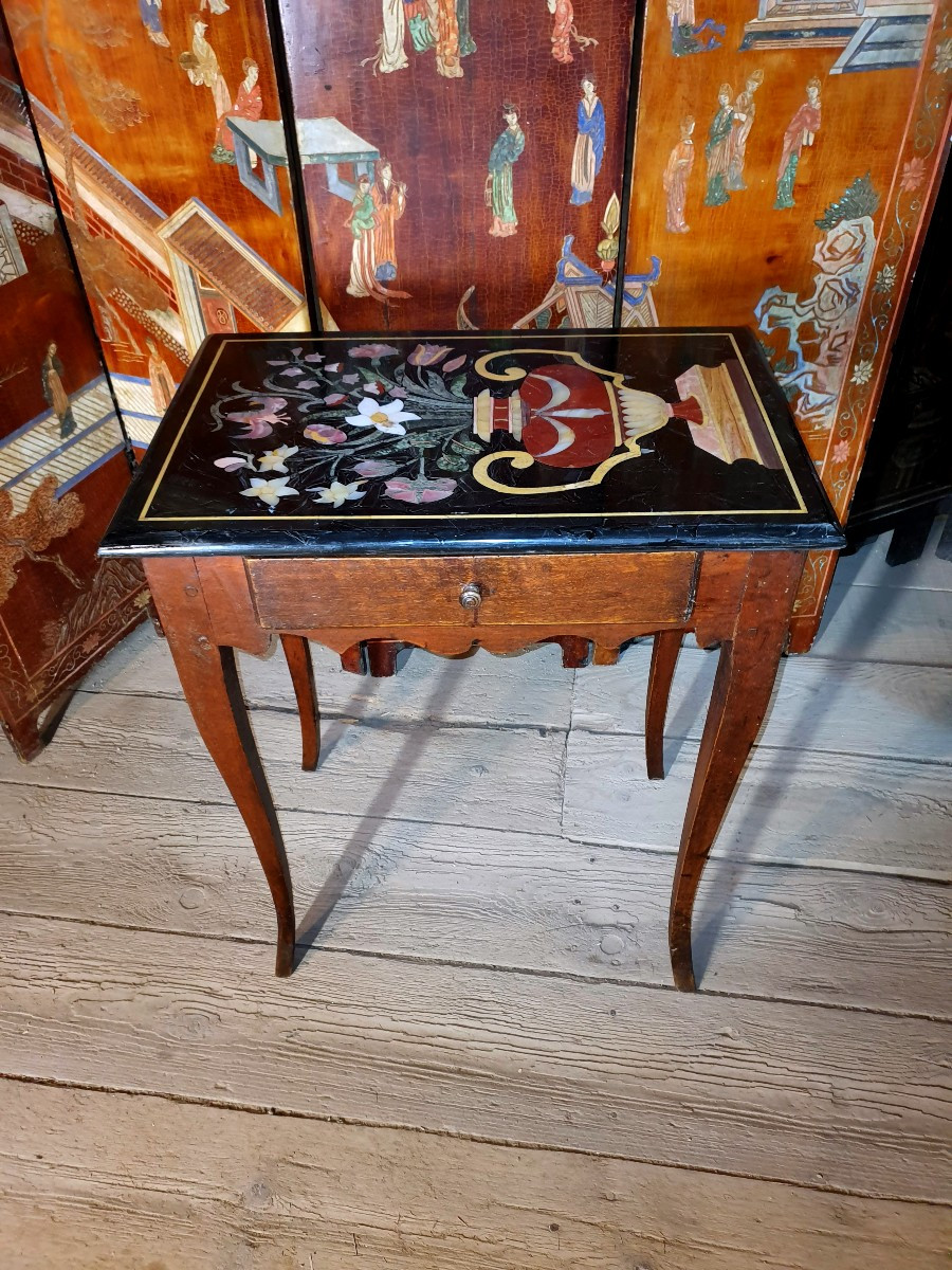 Louis XV Table, Marble Marquetry.-photo-2