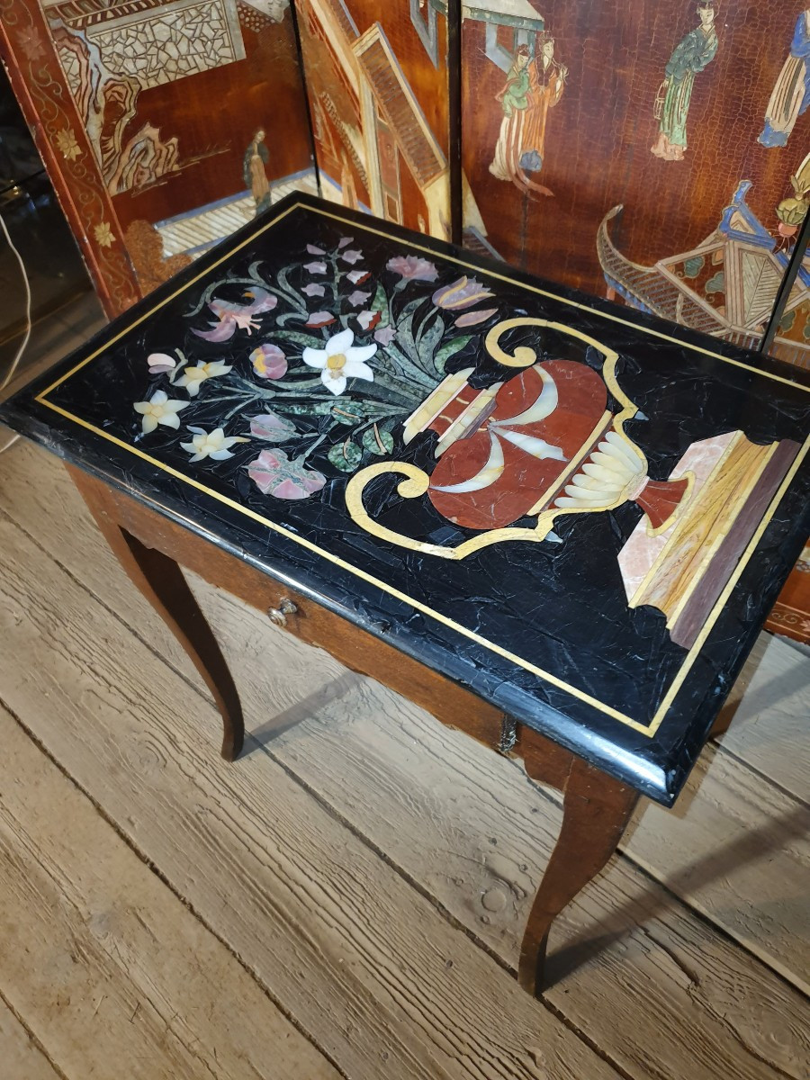 Louis XV Table, Marble Marquetry.-photo-3
