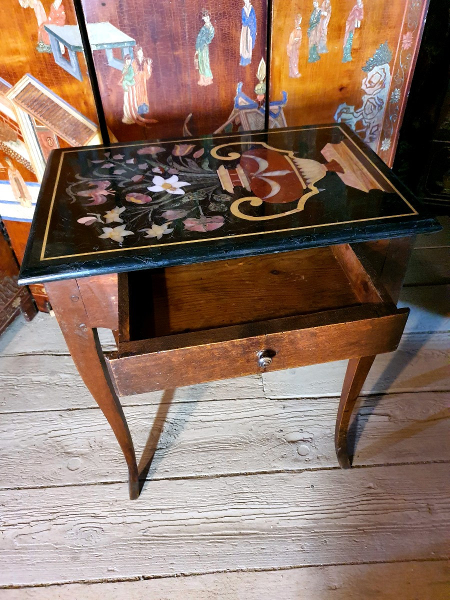 Louis XV Table, Marble Marquetry.-photo-1