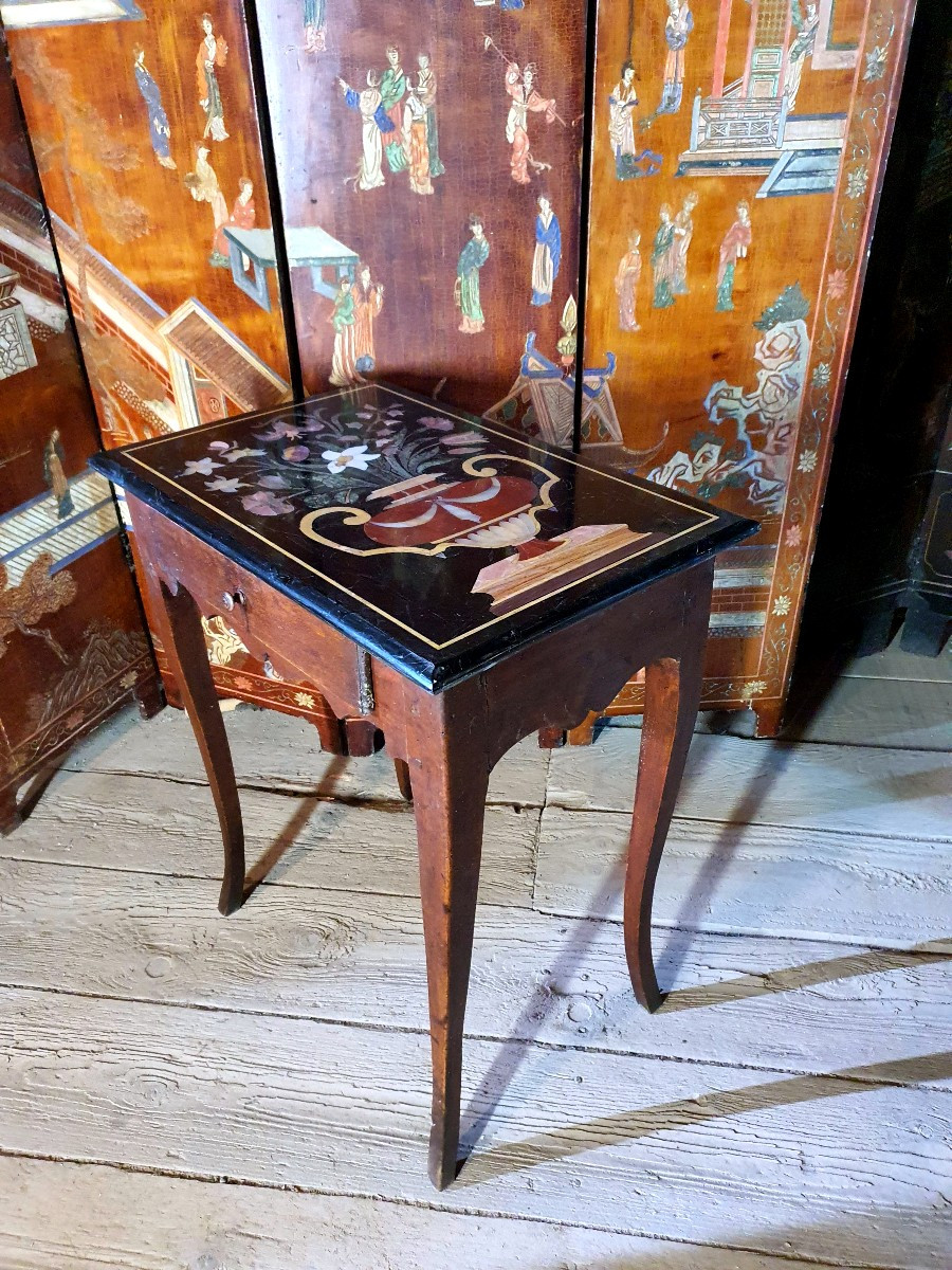 Louis XV Table, Marble Marquetry.-photo-3