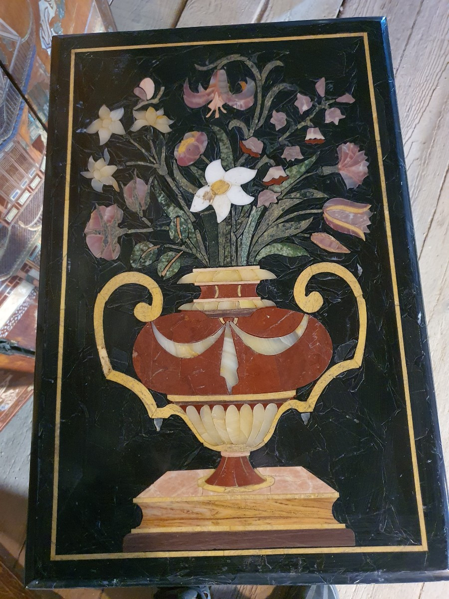 Louis XV Table, Marble Marquetry.-photo-4