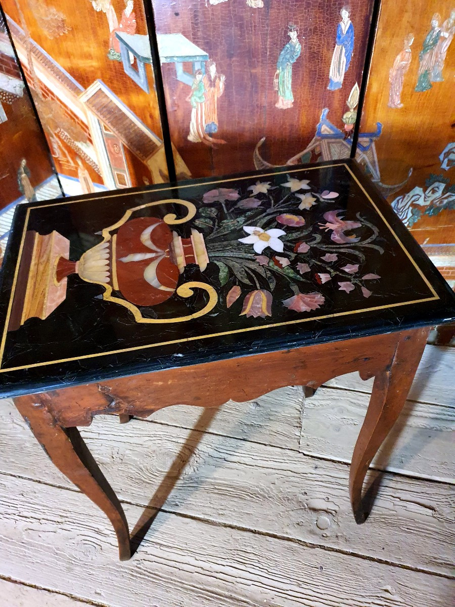 Louis XV Table, Marble Marquetry.-photo-5