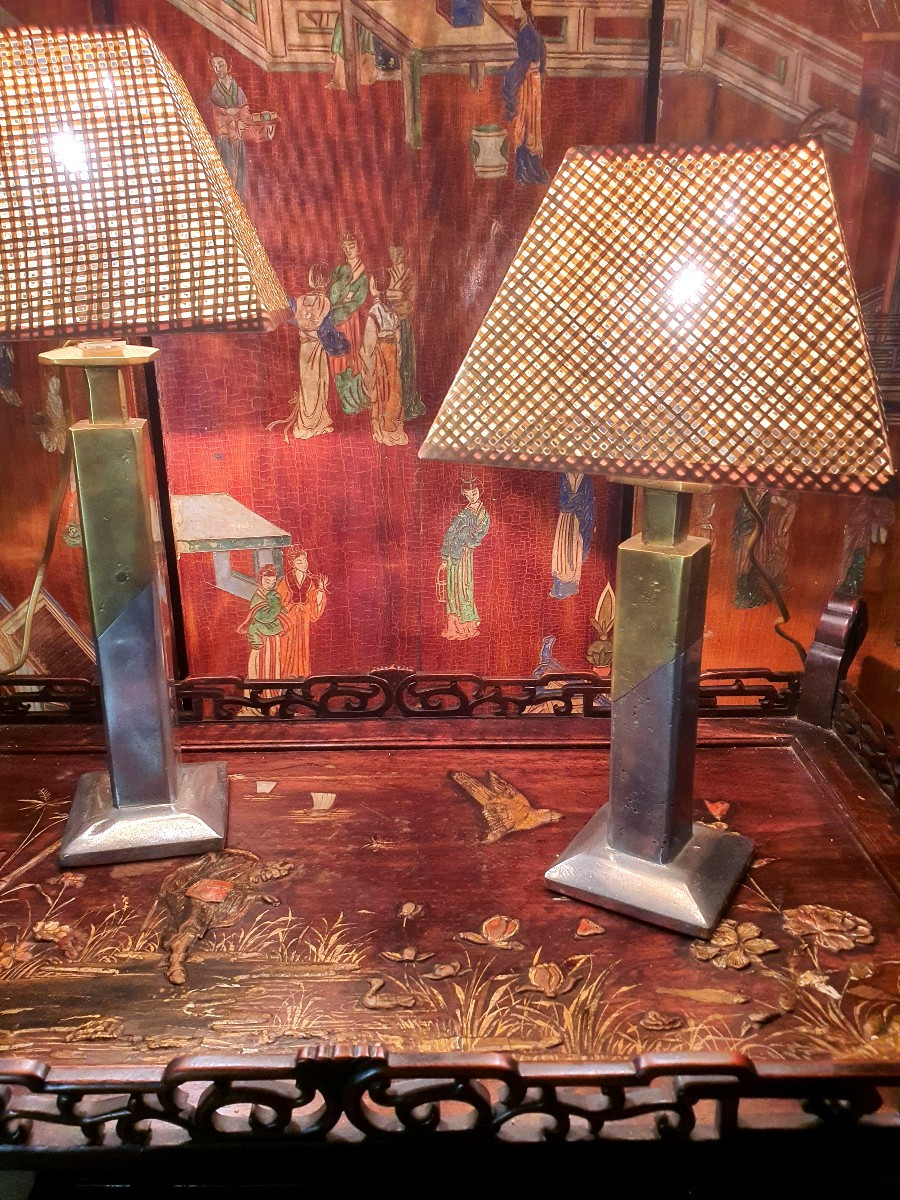 Paire de lampes brutalistes David Marshall. -photo-1