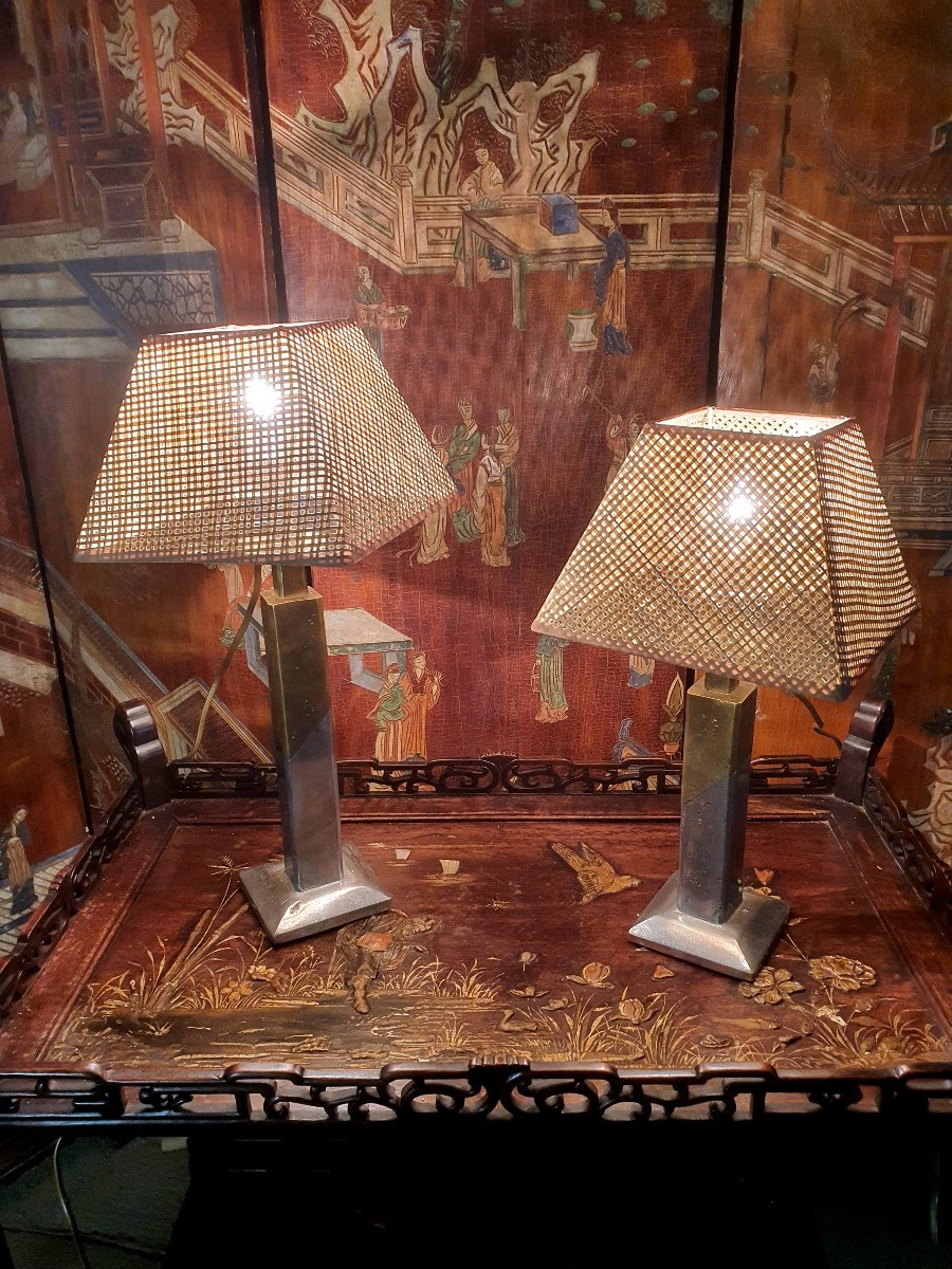 Paire de lampes brutalistes David Marshall. 