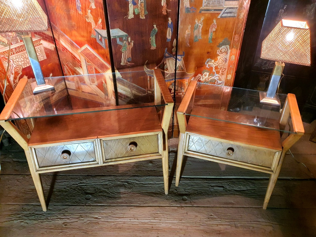 Paire de consoles esprit Jean Royère. -photo-2