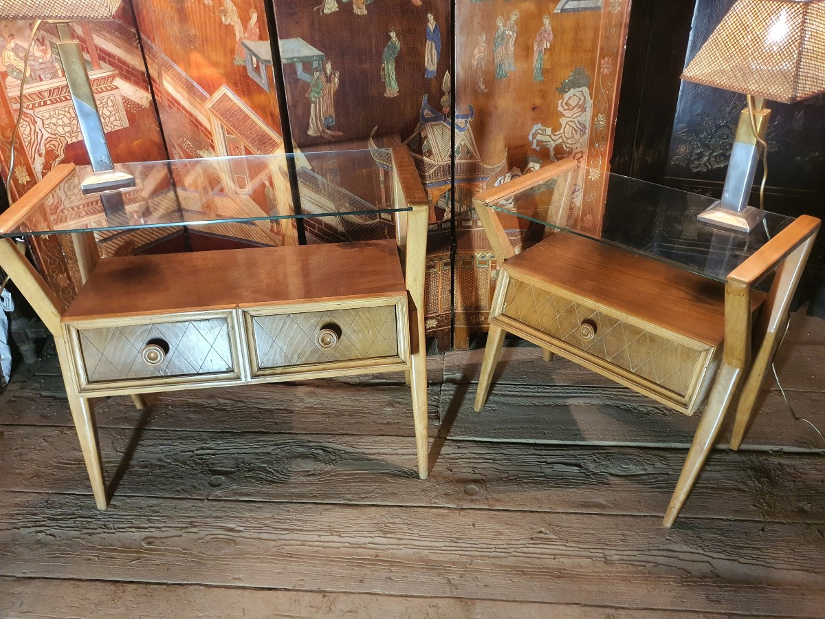 Paire de consoles esprit Jean Royère. -photo-1