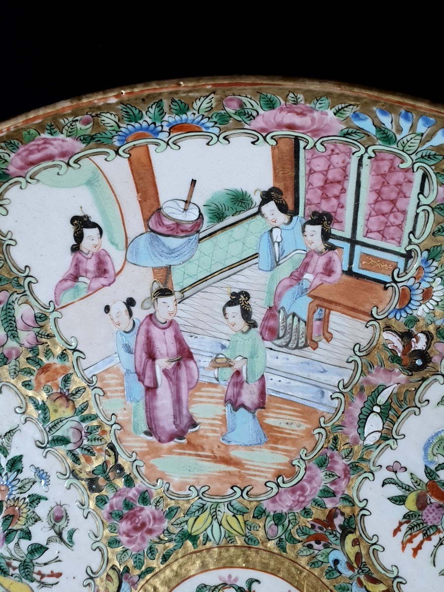 Grand plat porcelaine de Canton, Chine. -photo-2