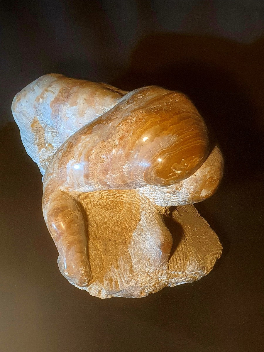 Sculpture femme brutaliste marbre Paul Hubay. -photo-3