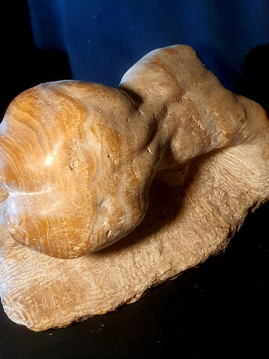 Sculpture femme brutaliste marbre Paul Hubay. -photo-4