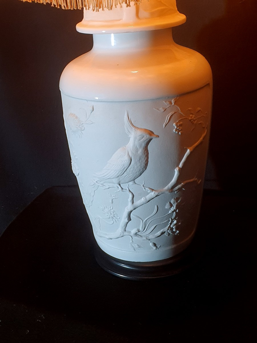 Lampe porcelaine goût chinois. -photo-2