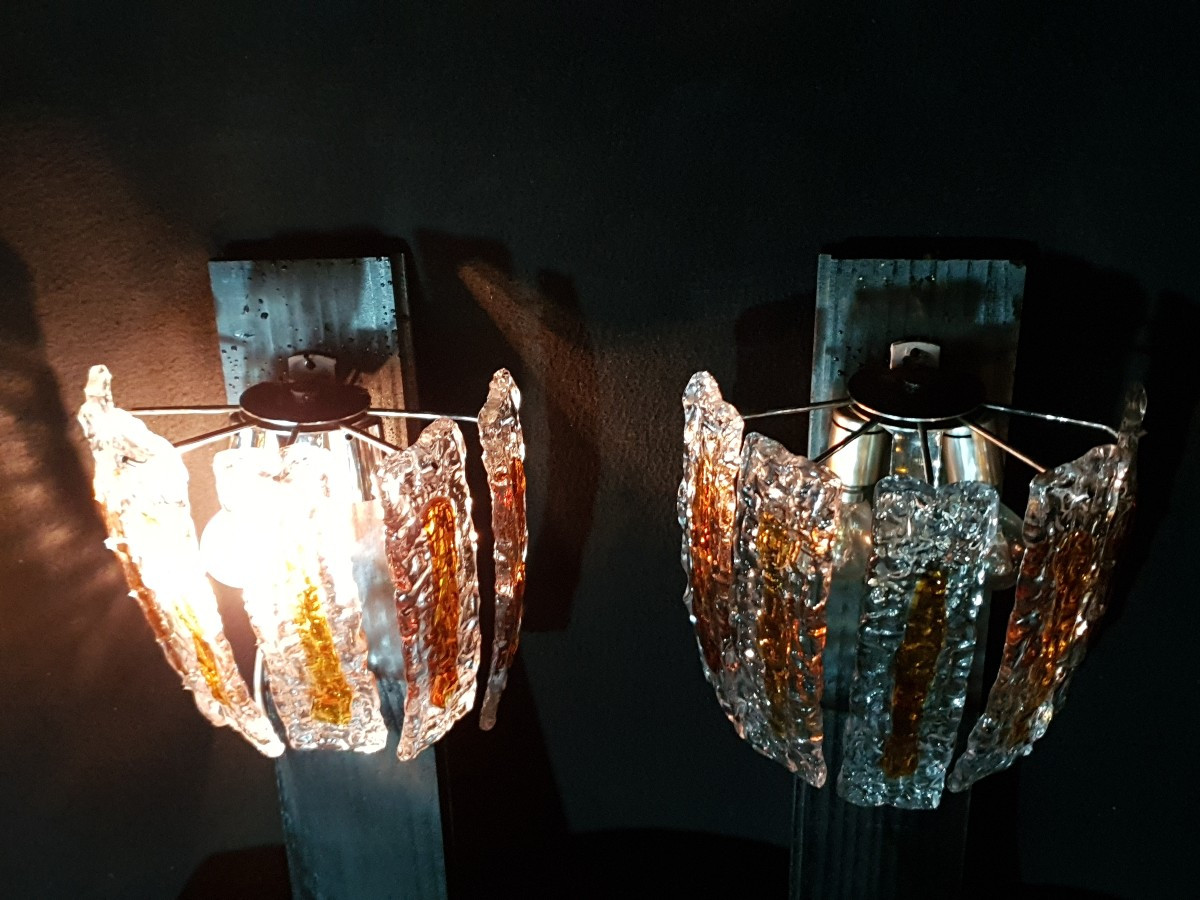 Paire d appliques vintage verre Murano-photo-3