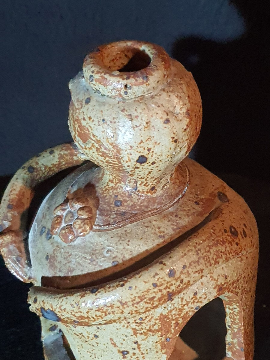Sculpture céramique veilleuse anthromorphe La Borne.-photo-5