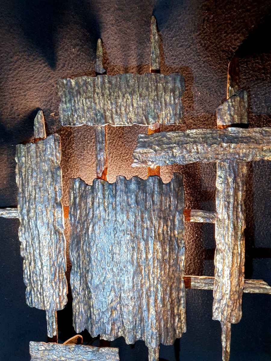 Brutalist Vintage Wall Sconce. -photo-2