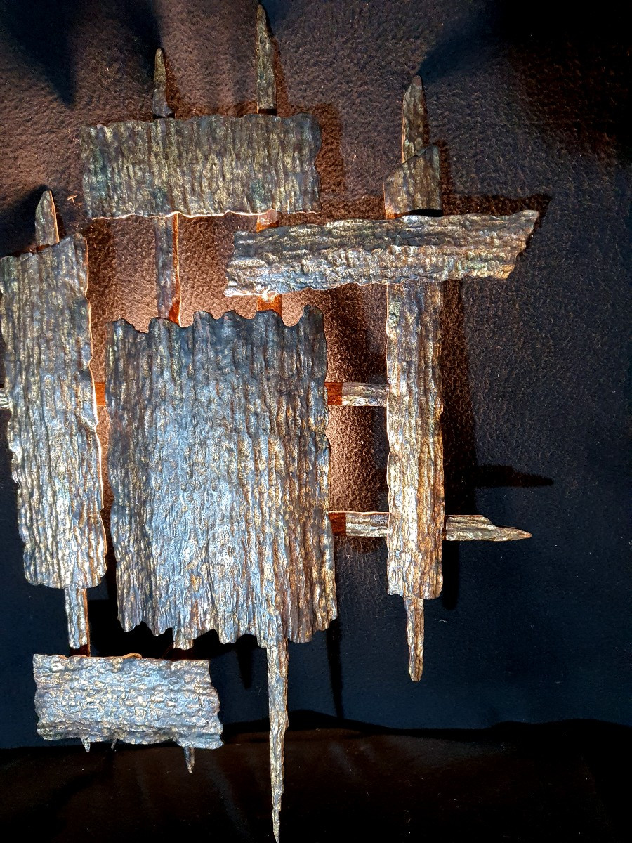Brutalist Vintage Wall Sconce. -photo-3