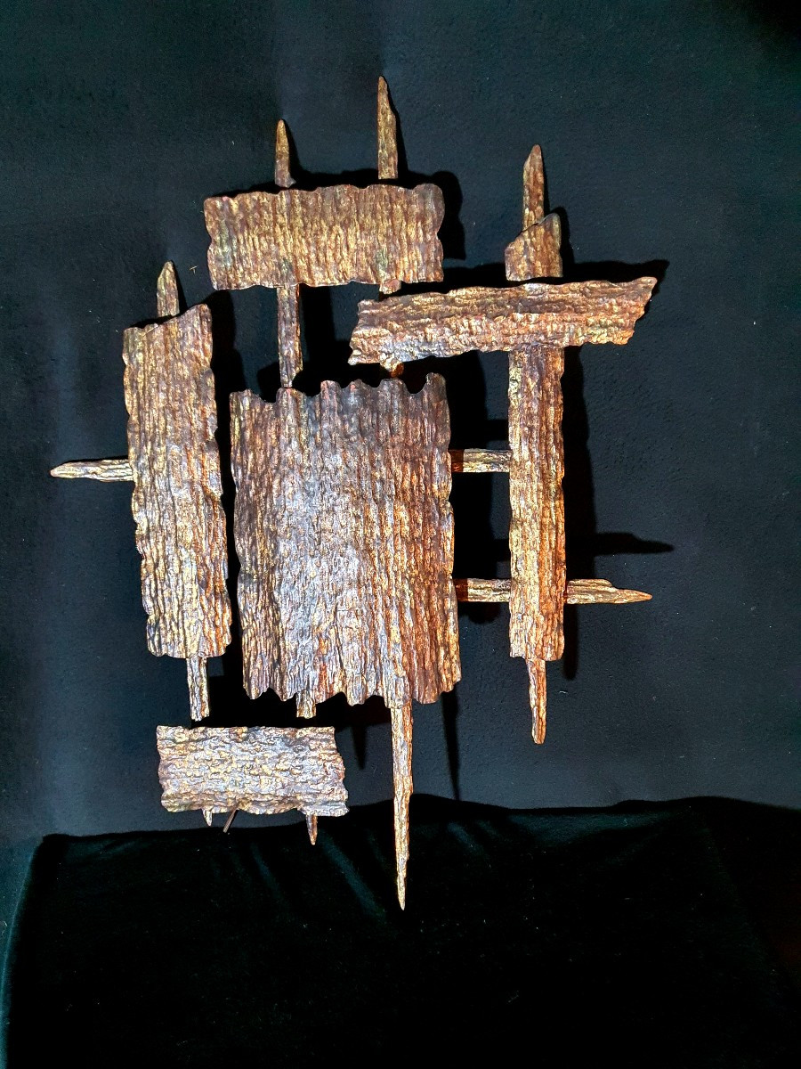 Brutalist Vintage Wall Sconce. -photo-1