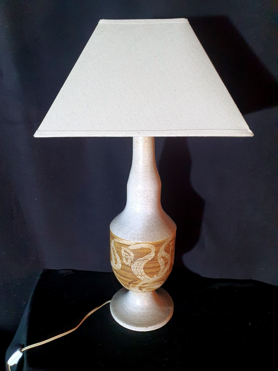 1960s Scandinavian Stoneware Ceramic Lamp.-photo-2