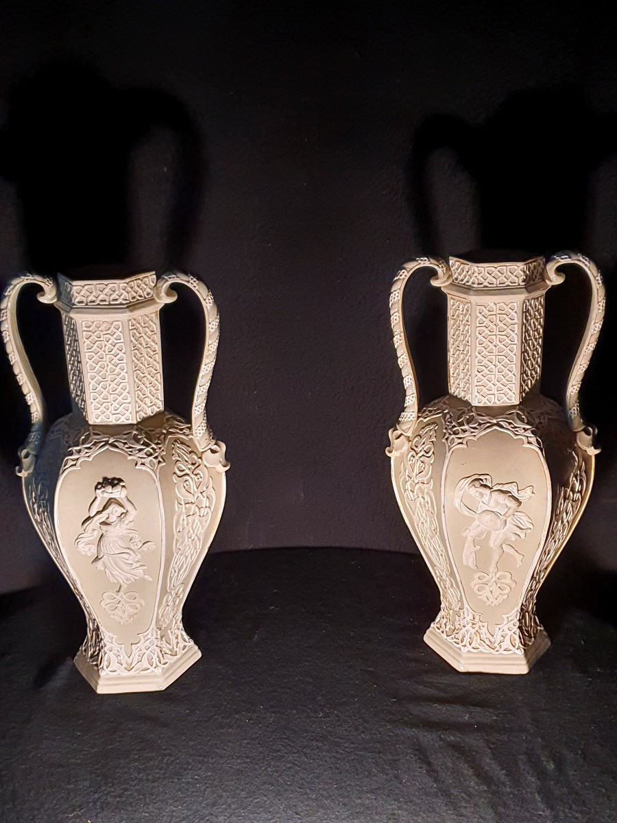 Paire de vases décor Wedgwood  Villeroy et Boch-photo-1