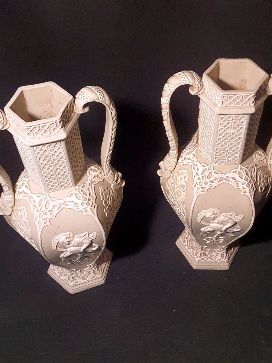 Paire de vases décor Wedgwood  Villeroy et Boch-photo-5