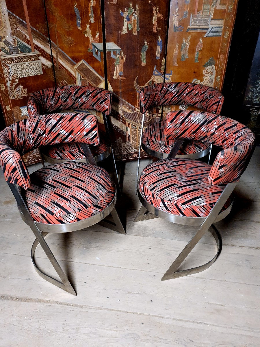 Fauteuils vintage métal,  Italie.-photo-4