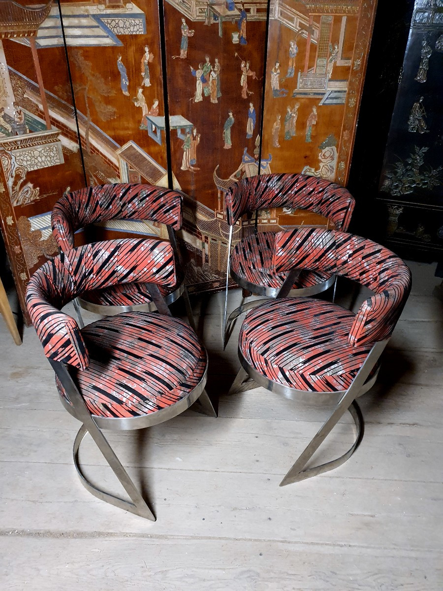 Fauteuils vintage métal,  Italie.