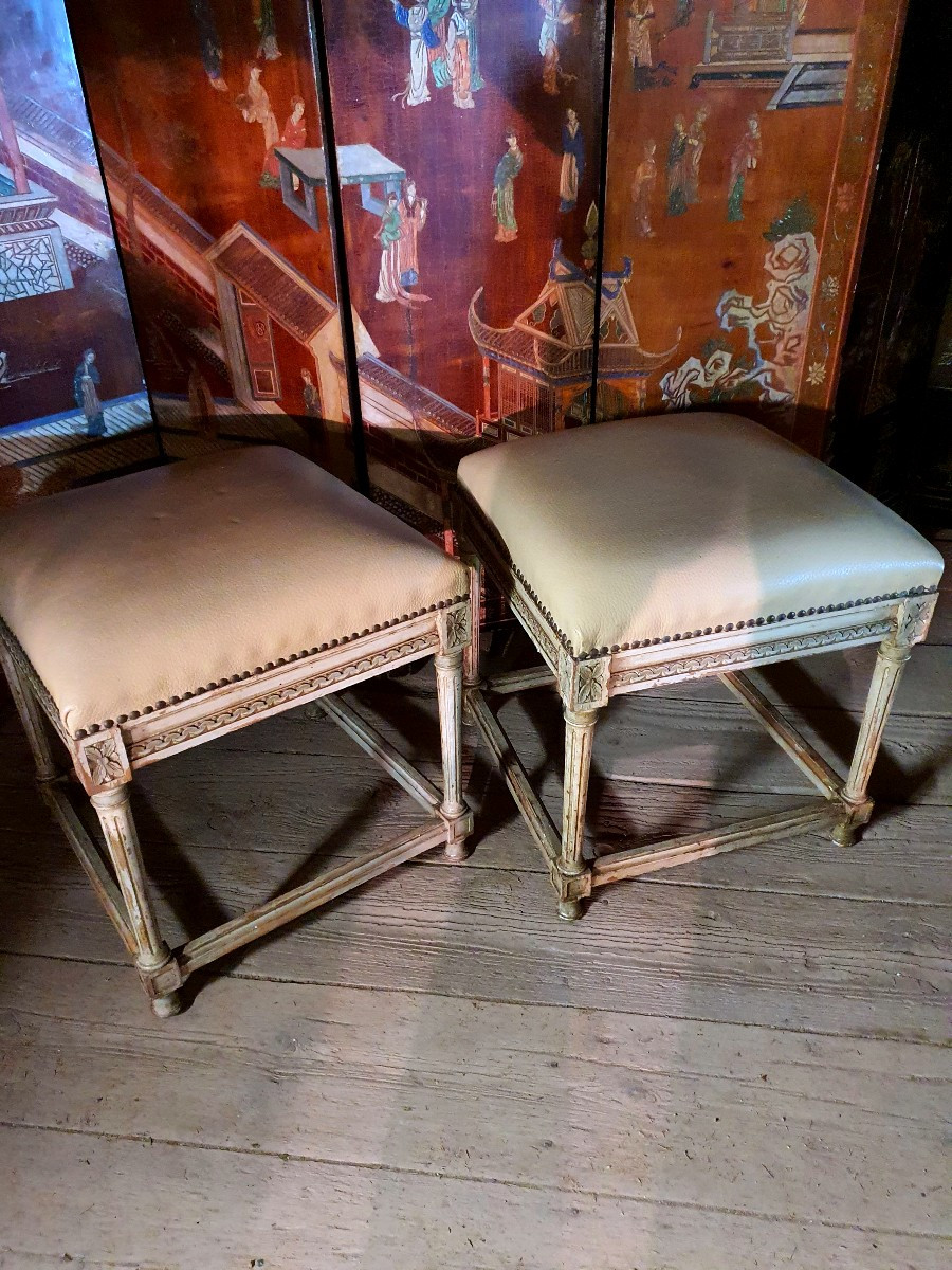 Pair Of Louis XVI Style Stools. -photo-2