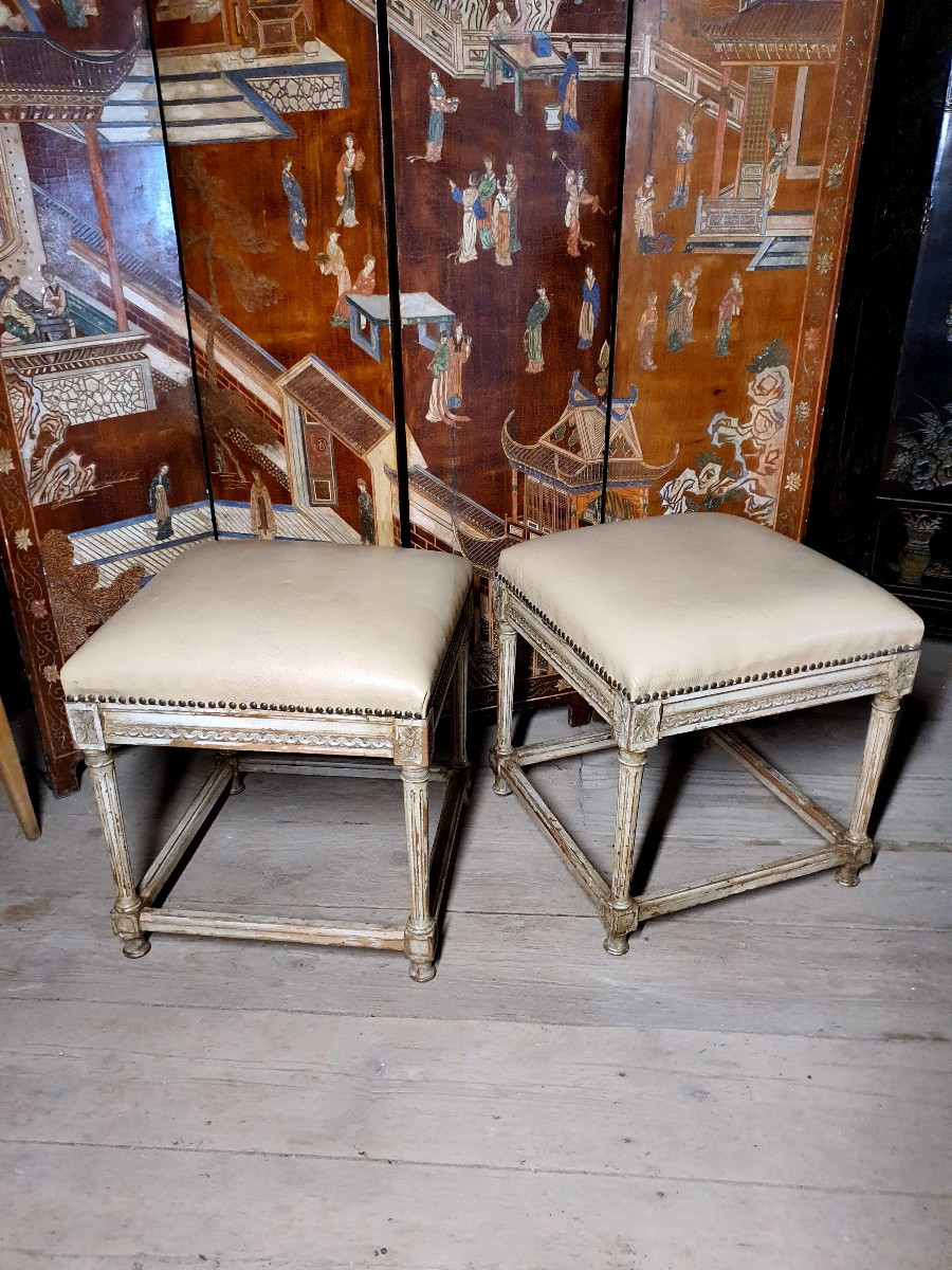 Pair Of Louis XVI Style Stools. -photo-3