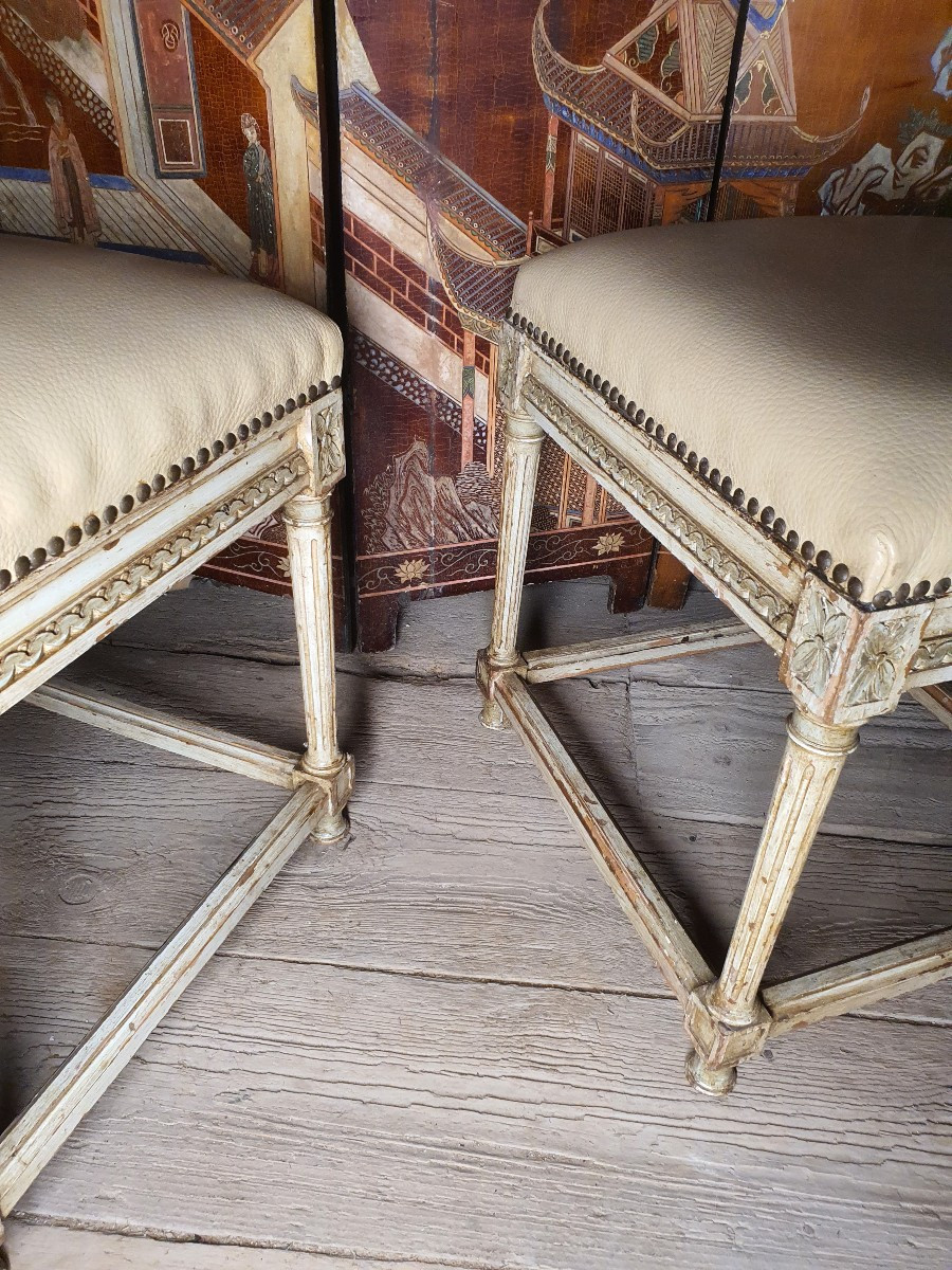 Pair Of Louis XVI Style Stools. -photo-4