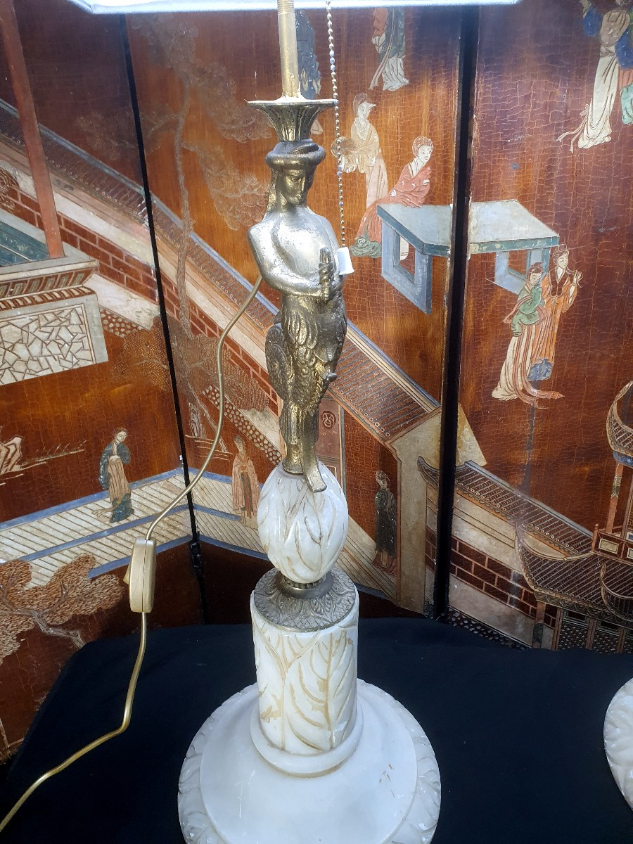 Paire de lampes vintage bronze. -photo-1